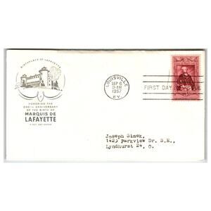 Scott #1083 1957 Lafayette 200th Anniv Birth Stamp First Day Cover FDC